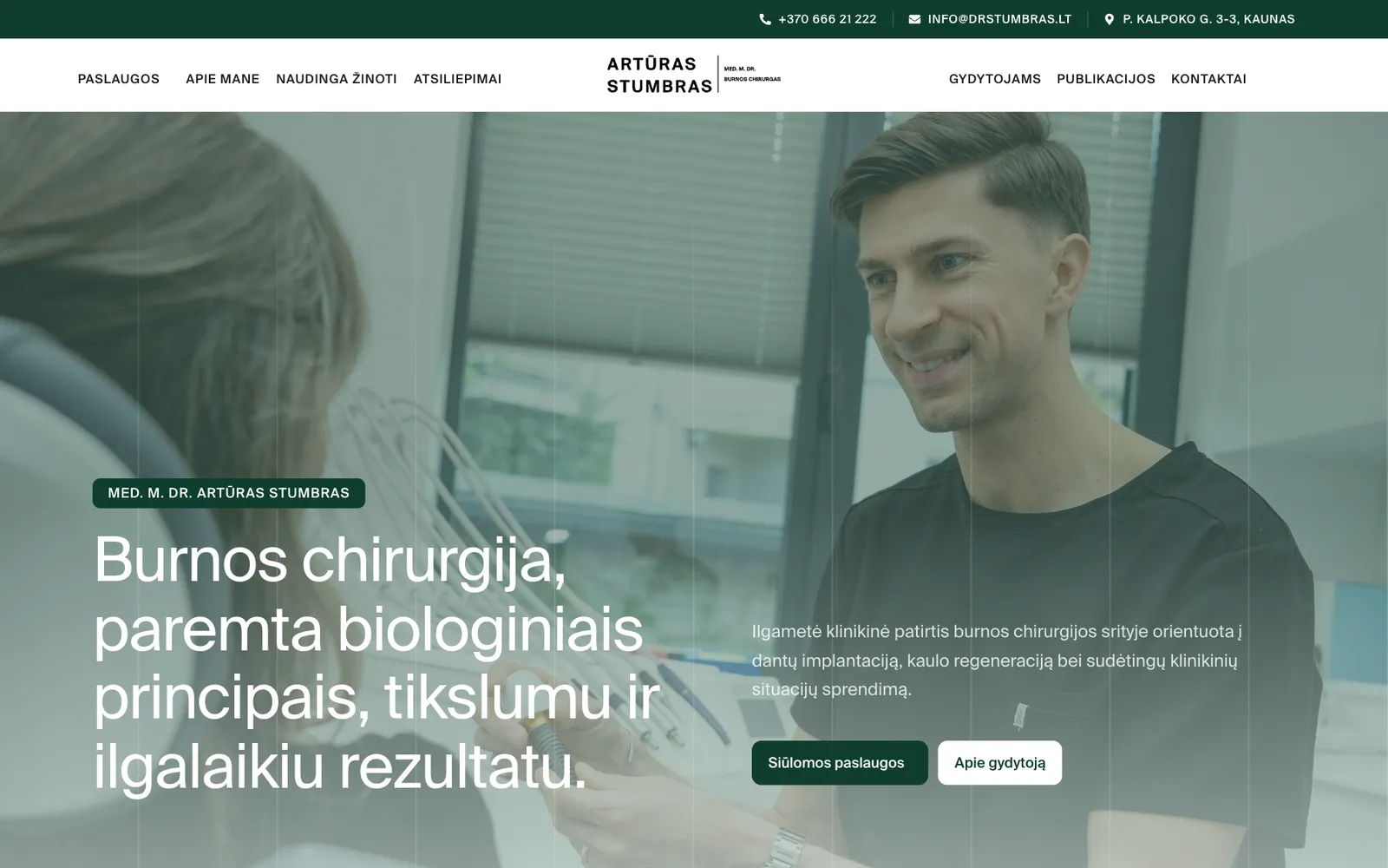 Dr. Artūras Stumbras: svetainės pradžios puslapis